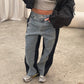 Two Fabric Drawstring Jeans