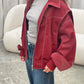 Oversized Contrast Stitch Jacket Red