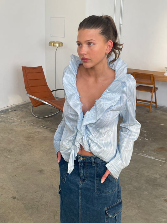 Front Ruched Blouse Blue