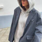 Long Fitted Oversized Hoodie Grey