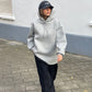 Long Fitted Oversized Hoodie Grey
