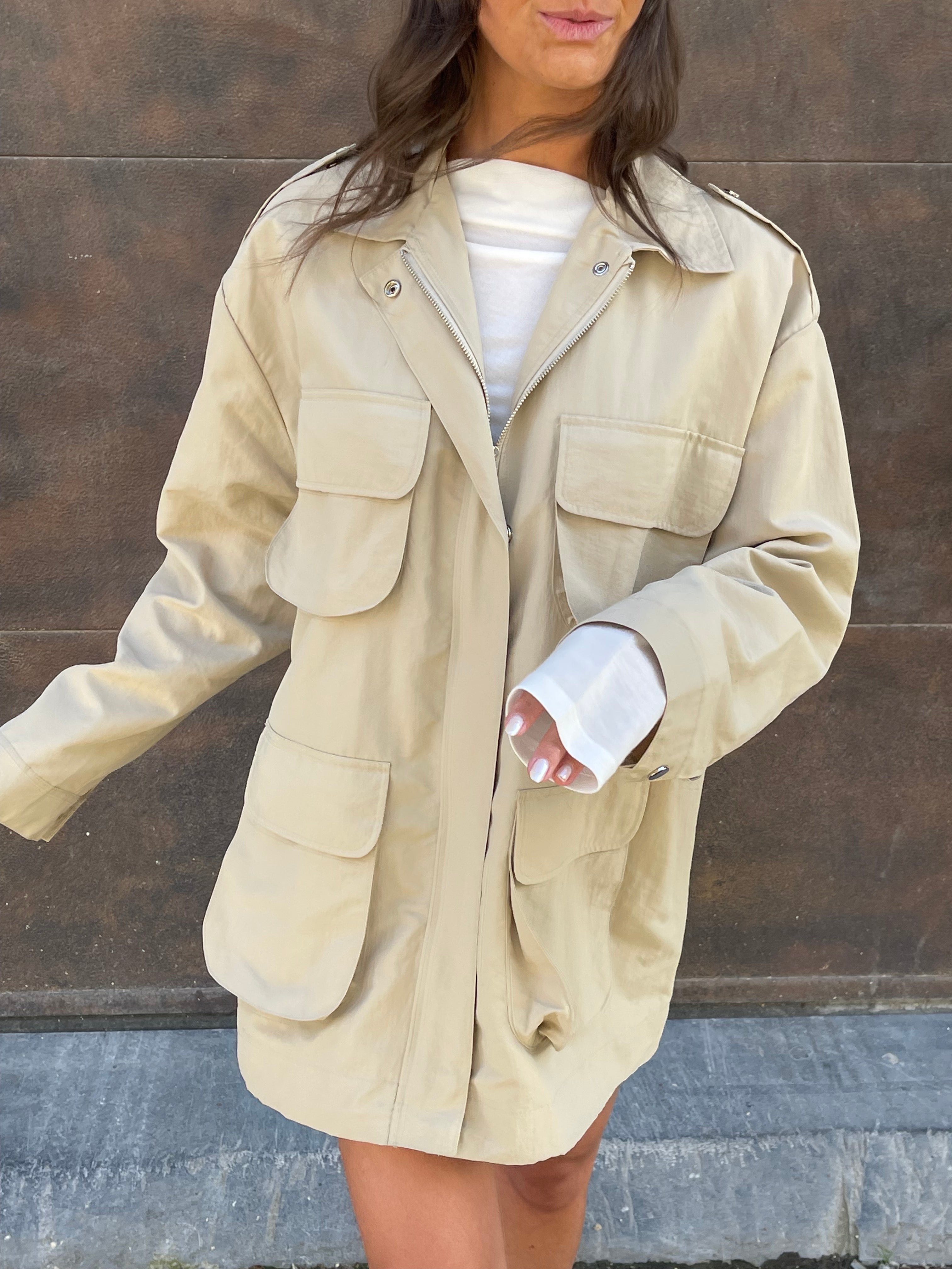 Beige shop cargo jacket