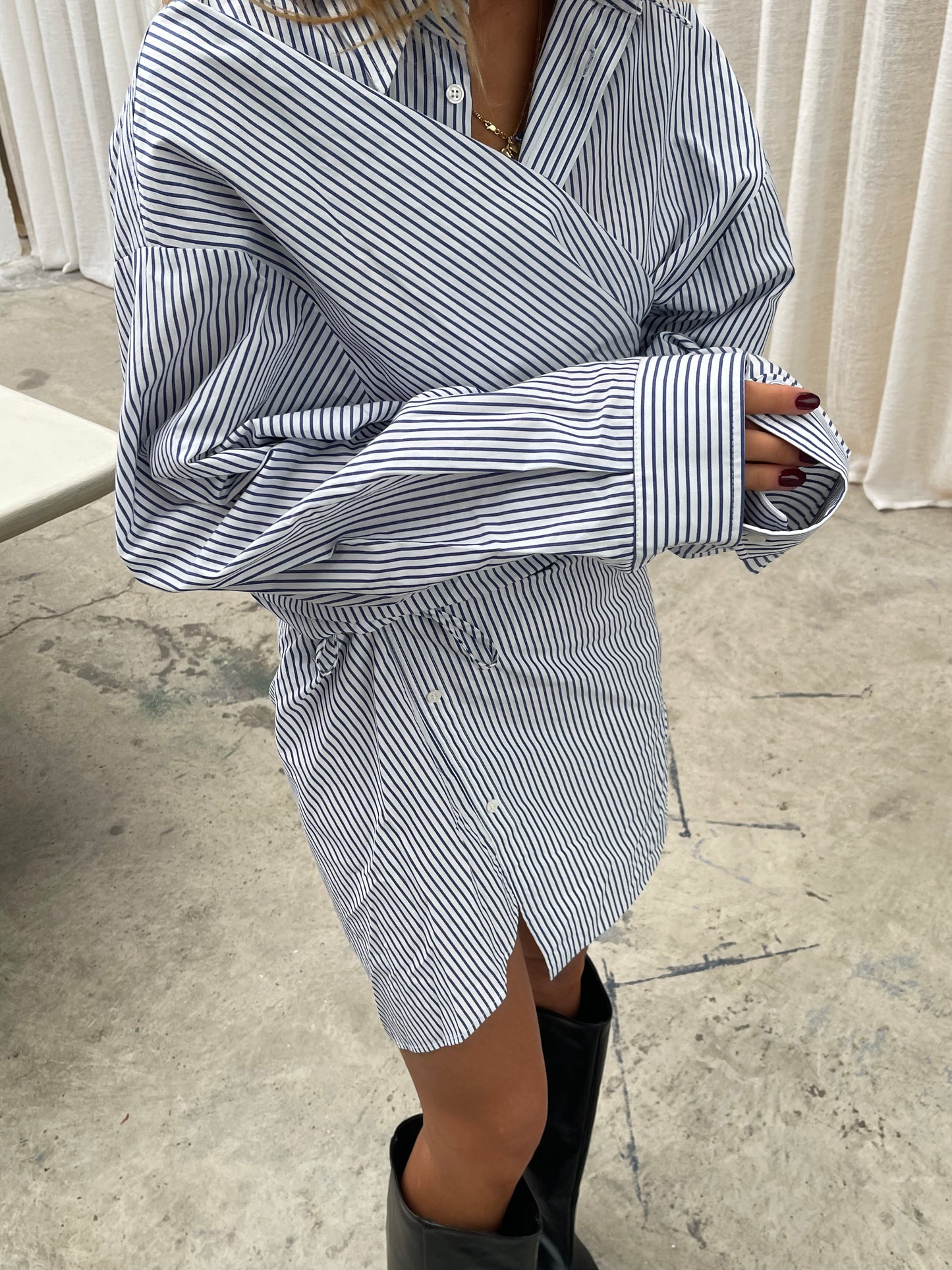 Wrap Shirt Dress Striped