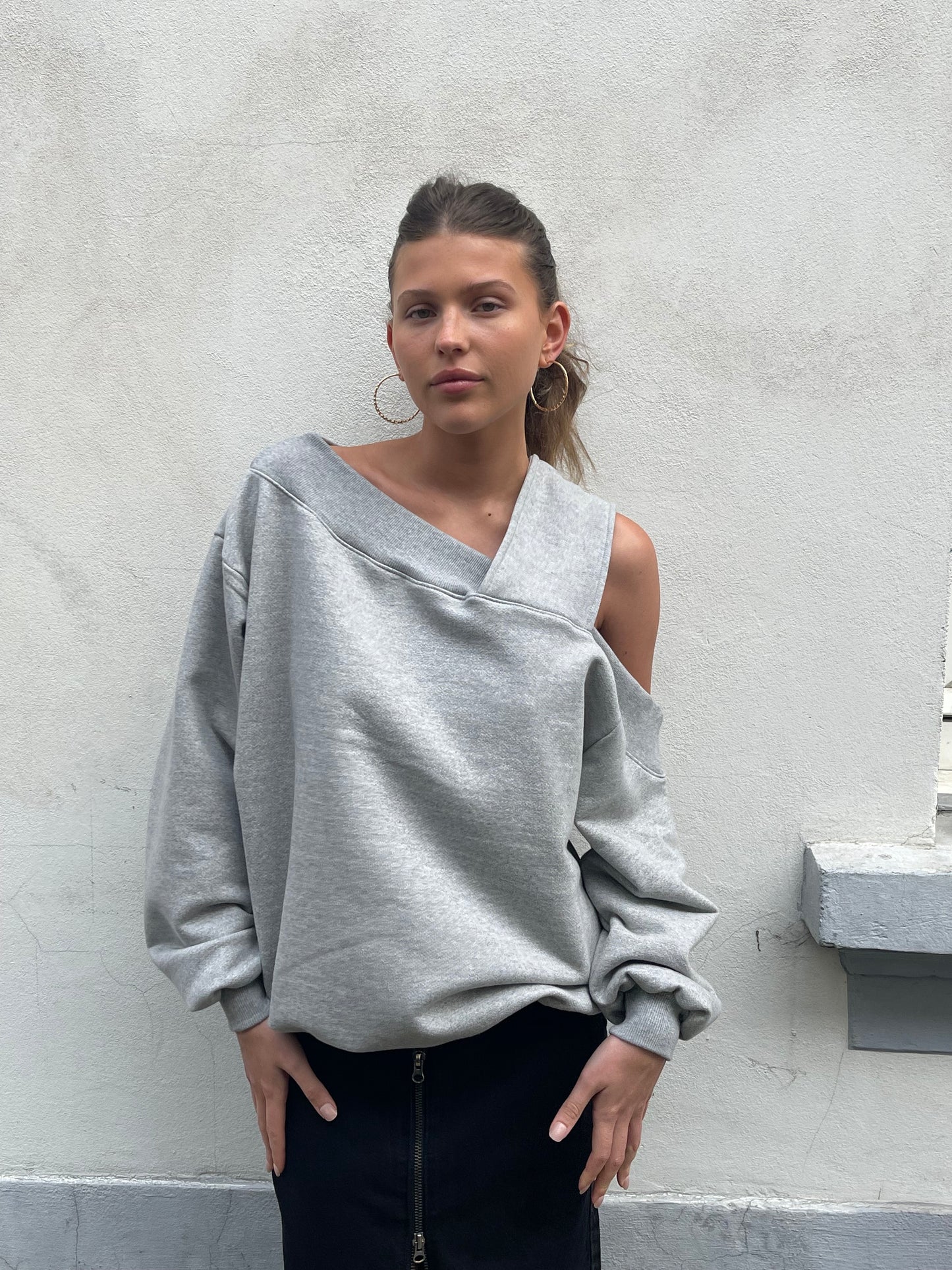 Unbalanced Sweater Heather Grey