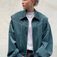 Oversized Contrast Stitch Jacket Deep Green