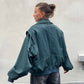 Oversized Contrast Stitch Jacket Deep Green