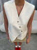 Tailored Crossed Buttons Vest Ivory