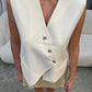Tailored Crossed Buttons Vest Ivory