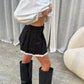 Chino Pleated Mini Skirt Black