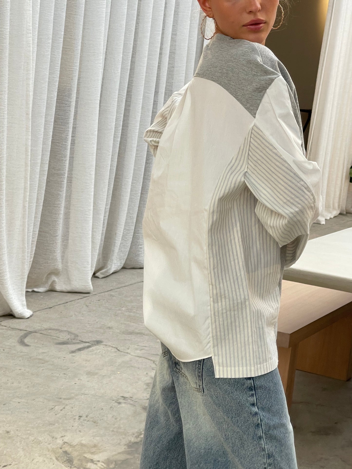 Shirt Tee Striped Detail Grey