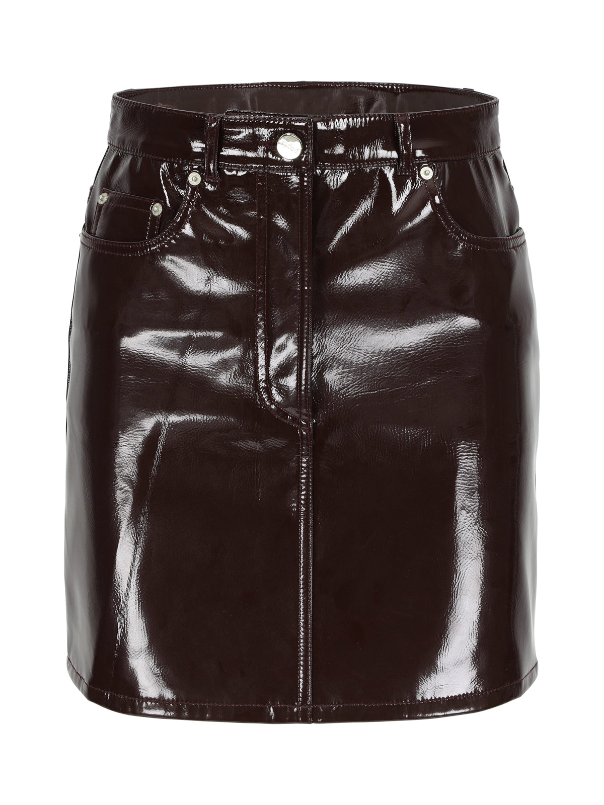 Patent Faux Leather Skirt Burgundy